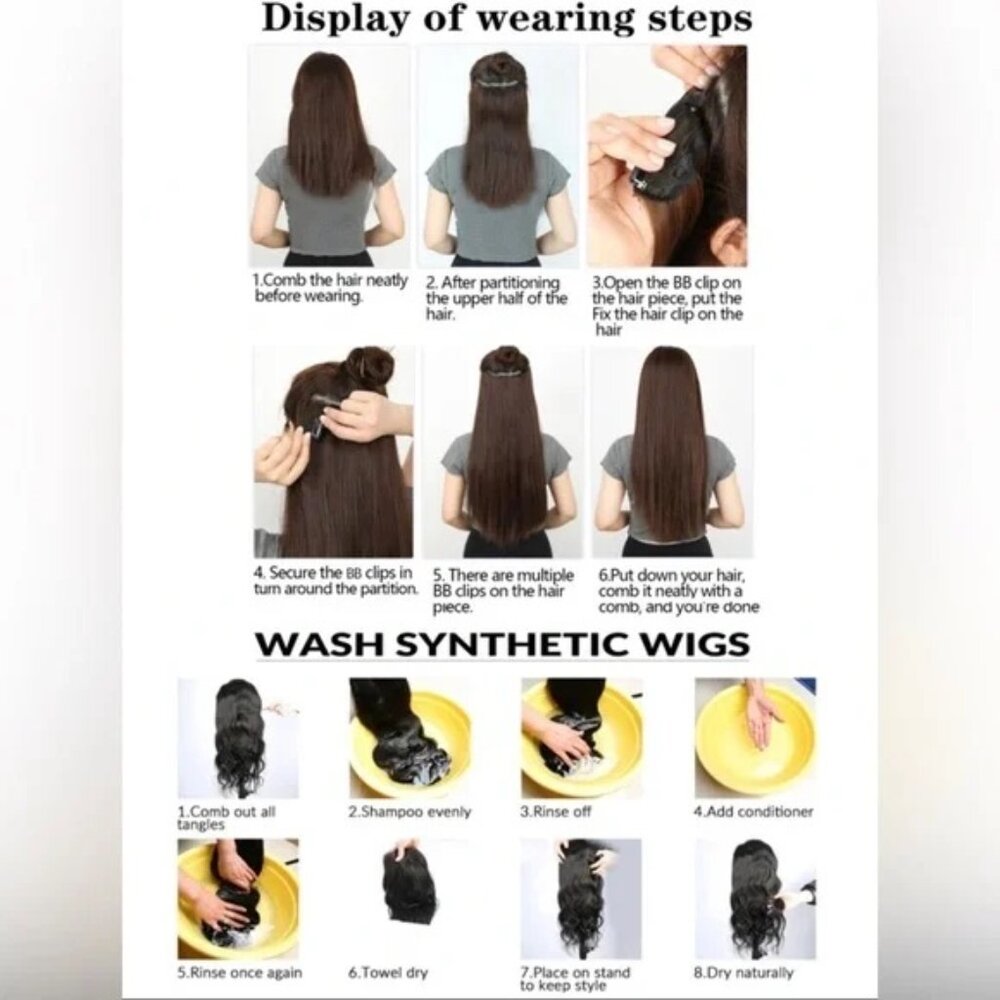 24 In One Piece U Shape Clip In Wavy Extensions Balayage hair Style - dark root - Picture 2 of 9
